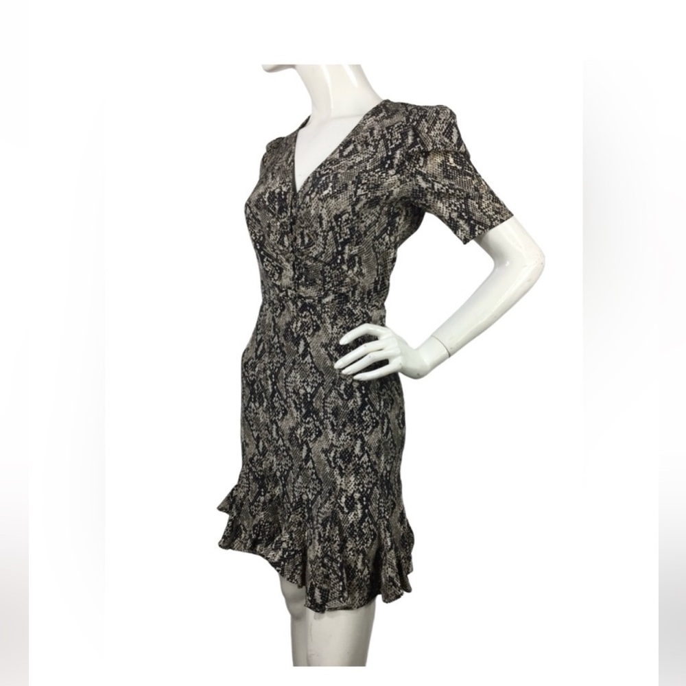 100% silk Veronica Beard Snake Print Dress ruched - Picture 6 of 14